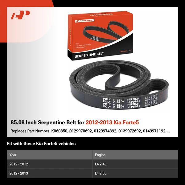 85.08 Inch Serpentine Belt for 2012-2013 Kia Forte5