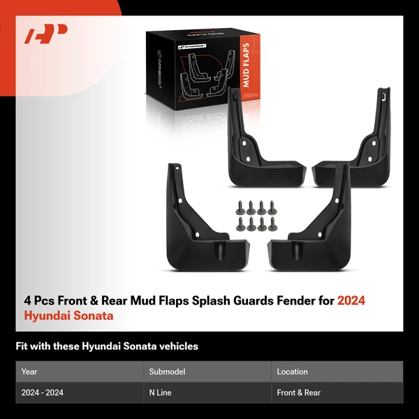 4 Pcs Front & Rear Mud Flaps Splash Guards Fender for 2024 Hyundai Sonata