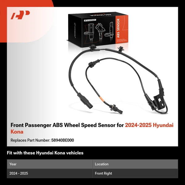 Front Passenger ABS Wheel Speed Sensor for 2024-2025 Hyundai Kona