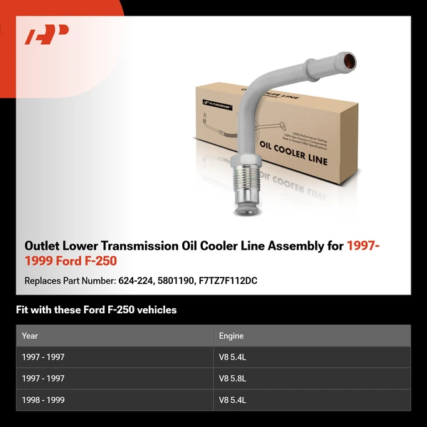Outlet Lower Transmission Oil Cooler Line Assembly for 1997-1999 Ford F-250
