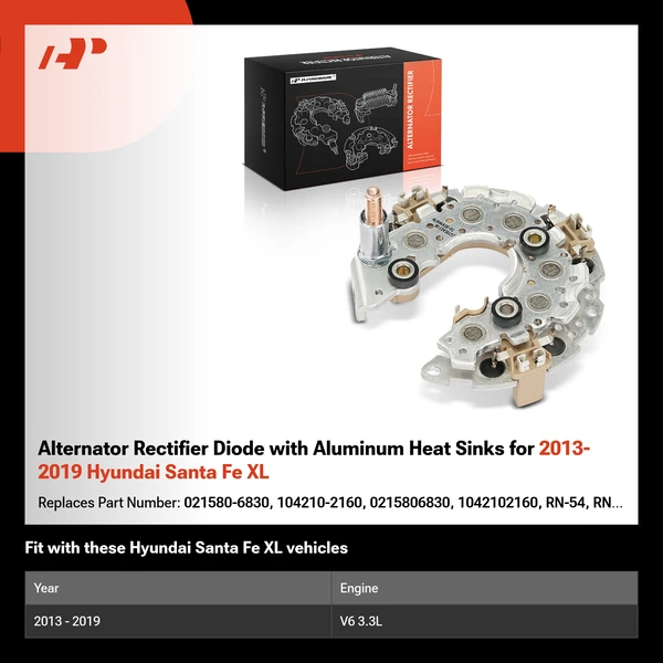 Alternator Rectifier Diode with Aluminum Heat Sinks for 2013-2019 Hyundai Santa Fe XL