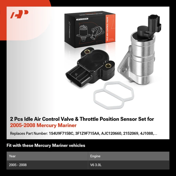 2 Pcs Idle Air Control Valve & Throttle Position Sensor Set for 2005-2008 Mercury Mariner