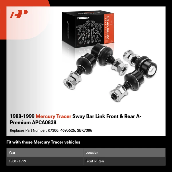 1988-1999 Mercury Tracer Sway Bar Link Front & Rear A-Premium APCA0838