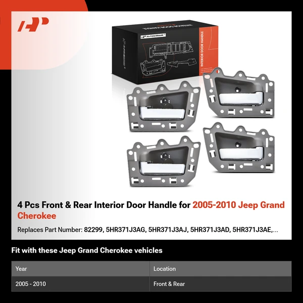 4 Pcs Front & Rear Interior Door Handle for 2005-2010 Jeep Grand Cherokee