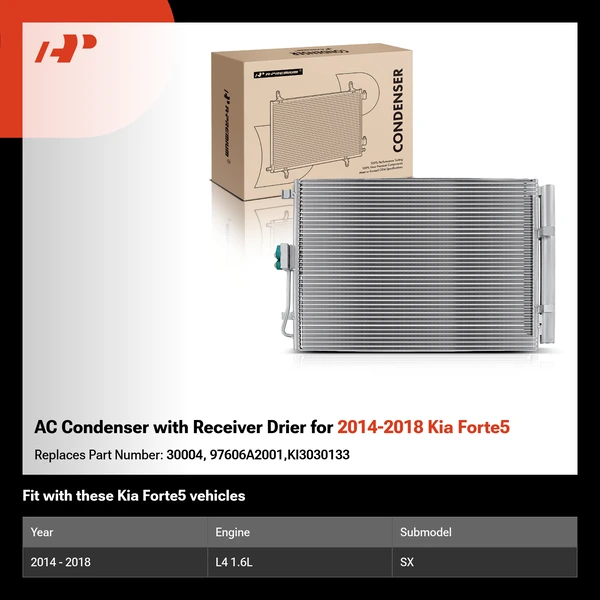 AC Condenser with Receiver Drier for 2014-2018 Kia Forte5