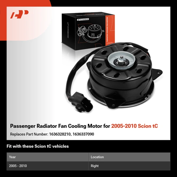 Passenger Radiator Fan Cooling Motor for 2005-2010 Scion tC