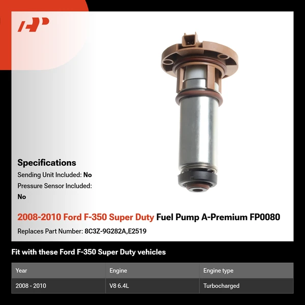 2008-2010 Ford F-350 Super Duty Fuel Pump A-Premium FP0080
