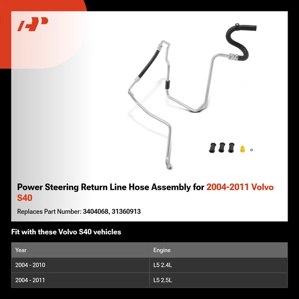 Power Steering Return Line Hose Assembly for 2004-2011 Volvo S40