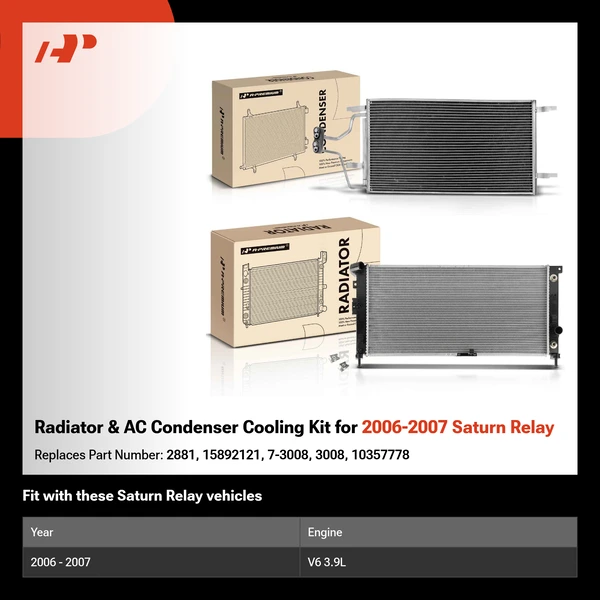 Radiator & AC Condenser Cooling Kit for 2006-2007 Saturn Relay