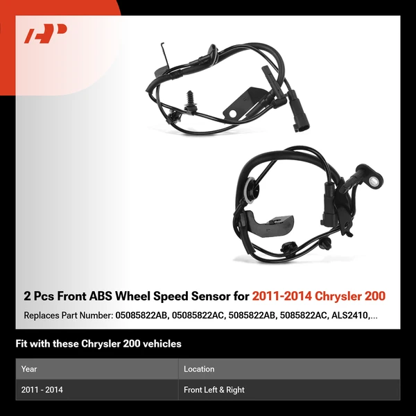 2 Pcs Front ABS Wheel Speed Sensor for 2011-2014 Chrysler 200