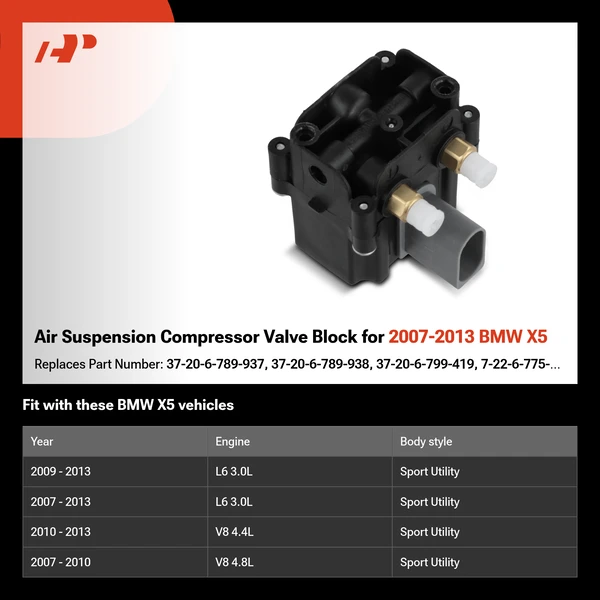 Air Suspension Compressor Valve Block for 2007-2013 BMW X5