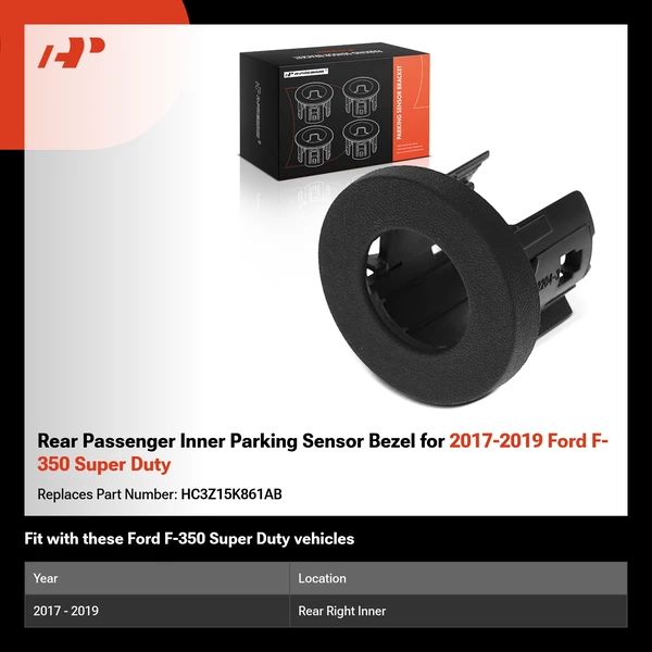 Rear Passenger Inner Parking Sensor Bezel for 2017-2019 Ford F-350 Super Duty