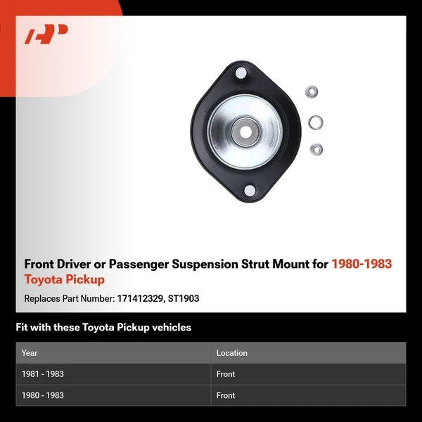 Front Driver or Passenger Suspension Strut Mount for 1980-1983 Toyota Pickup