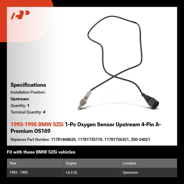 1993-1995 BMW 525i 1-Pc Oxygen Sensor Upstream 4-Pin A-Premium OS169