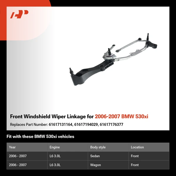 Front Windshield Wiper Linkage for 2006-2007 BMW 530xi