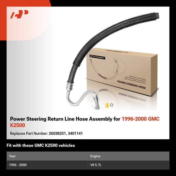 Power Steering Return Line Hose Assembly for 1996-2000 GMC K2500