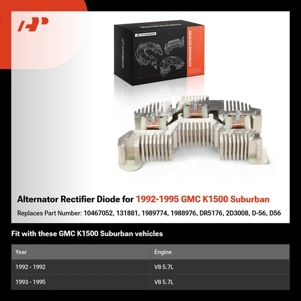 Alternator Rectifier Diode for 1992-1995 GMC K1500 Suburban