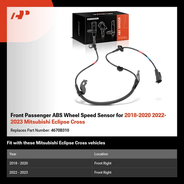 Front Passenger ABS Wheel Speed Sensor for 2018-2020 2022-2023 Mitsubishi Eclipse Cross