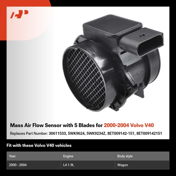 Mass Air Flow Sensor with 5 Blades for 2000-2004 Volvo V40
