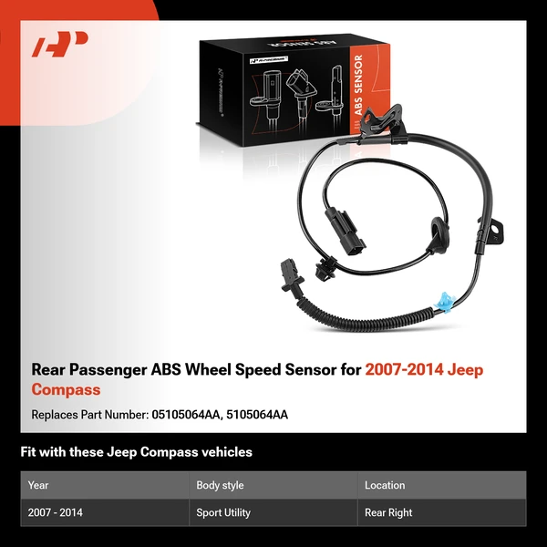 Rear Passenger ABS Wheel Speed Sensor for 2007-2014 Jeep Compass