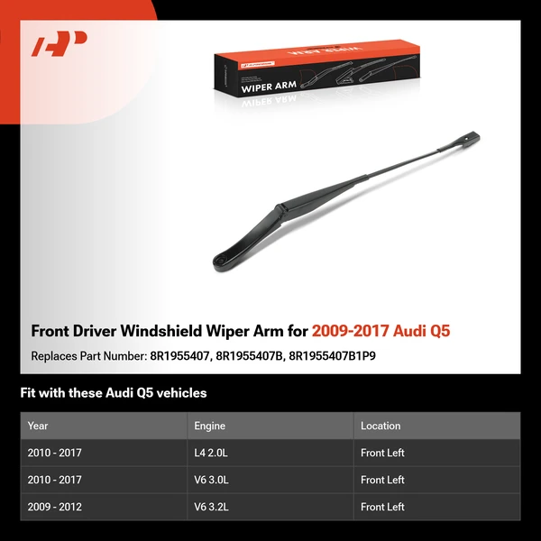 Front Driver Windshield Wiper Arm for 2009-2017 Audi Q5