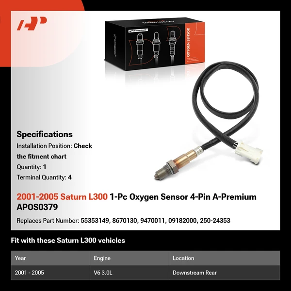 2001-2005 Saturn L300 1-Pc Oxygen Sensor 4-Pin A-Premium APOS0379