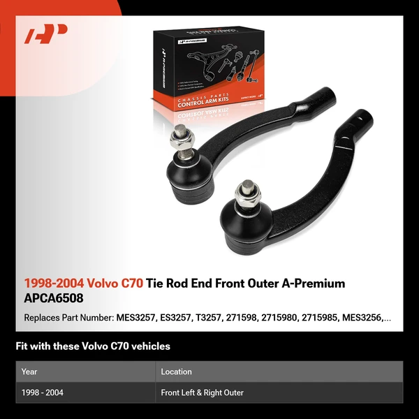 1998-2004 Volvo C70 Tie Rod End Front Outer A-Premium APCA6508