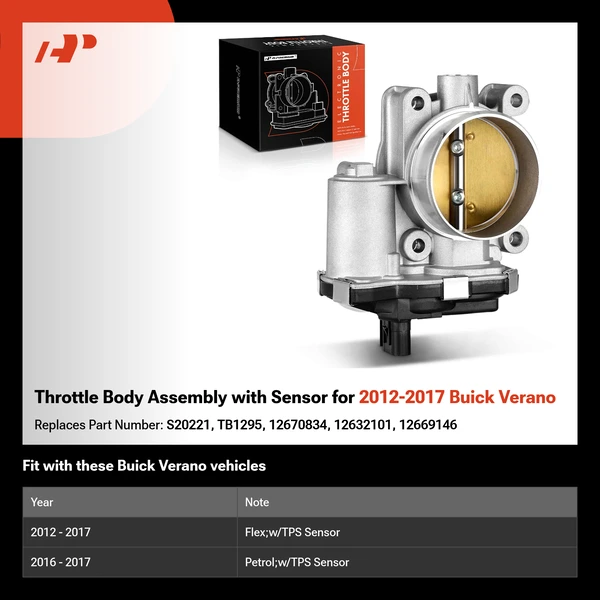 Throttle Body Assembly with Sensor for 2012-2017 Buick Verano