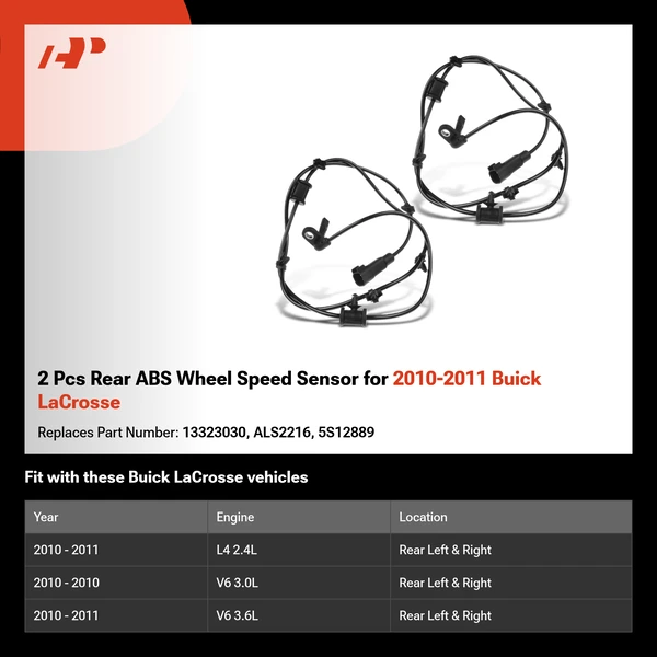 2 Pcs Rear ABS Wheel Speed Sensor for 2010-2011 Buick LaCrosse