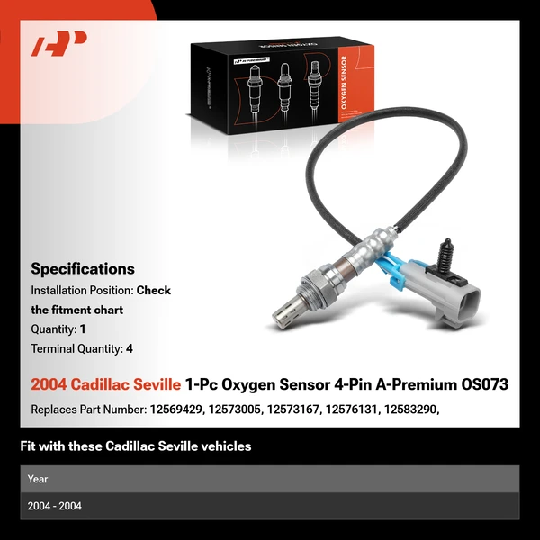 2004 Cadillac Seville 1-Pc Oxygen Sensor 4-Pin A-Premium OS073