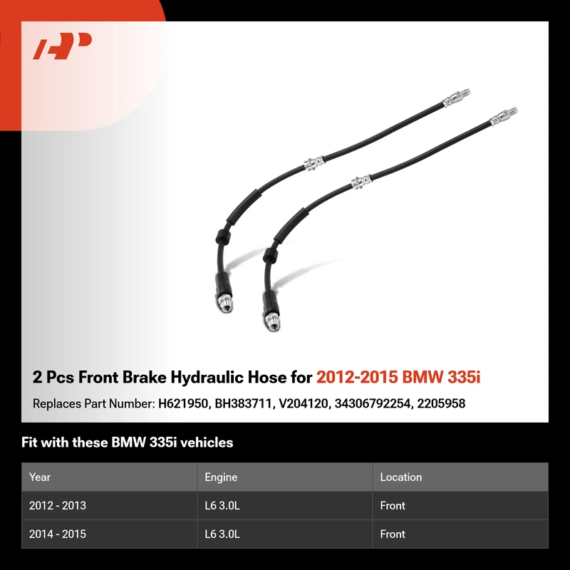 2 Pcs Front Brake Hydraulic Hose for 2012-2015 BMW 335i