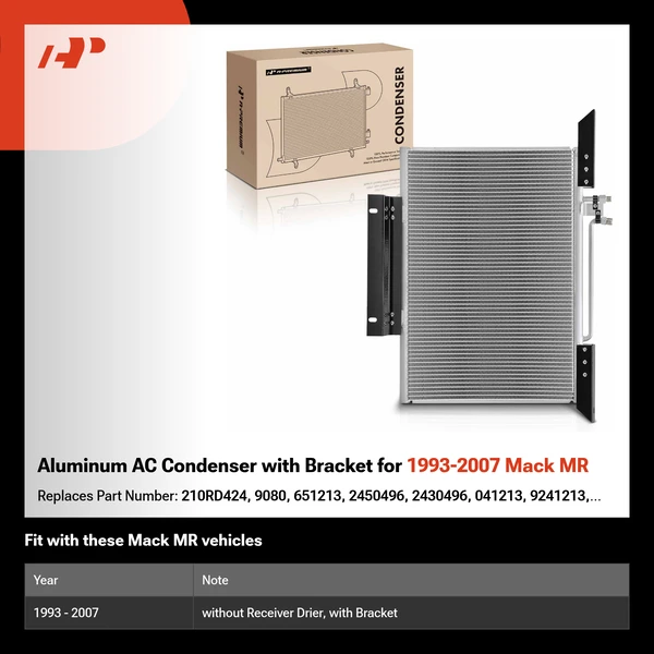 Aluminum AC Condenser with Bracket for 1993-2007 Mack MR