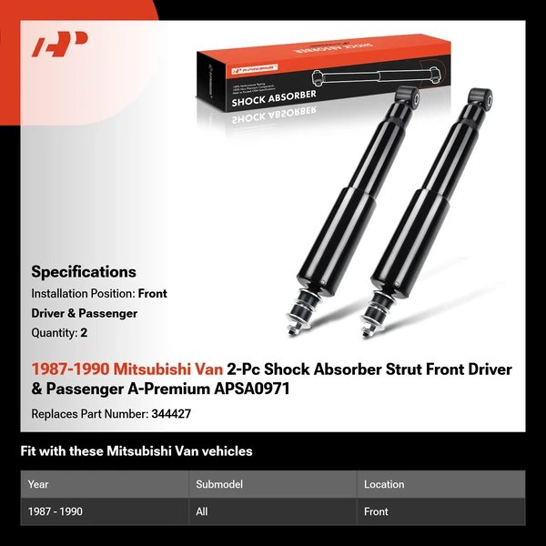 1987-1990 Mitsubishi Van 2-Pc Shock Absorber Strut Front Driver & Passenger A-Premium APSA0971