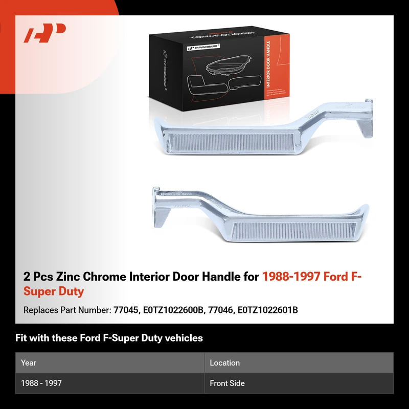 2 Pcs Zinc Chrome Interior Door Handle for 1988-1997 Ford F-Super Duty