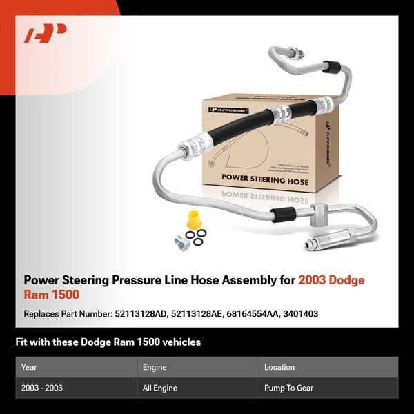 Power Steering Pressure Line Hose Assembly for 2003 Dodge Ram 1500