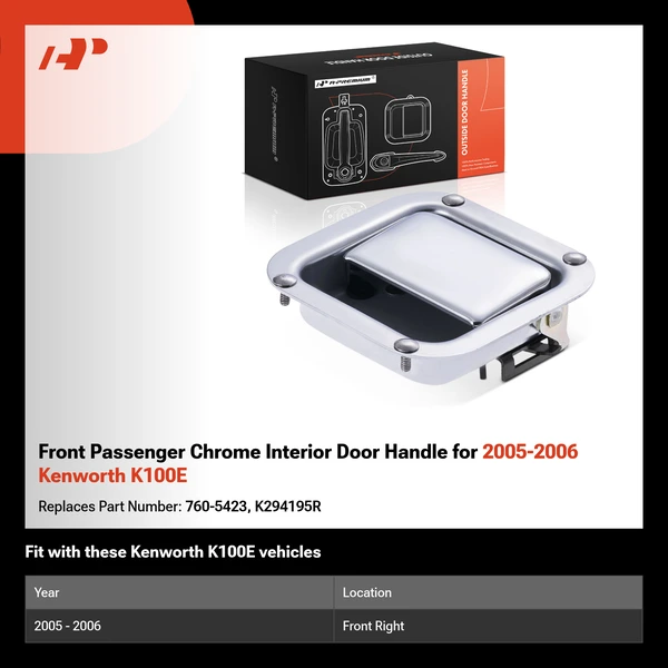 Front Passenger Chrome Interior Door Handle for 2005-2006 Kenworth K100E