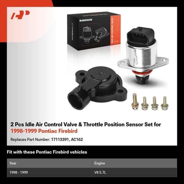 2 Pcs Idle Air Control Valve & Throttle Position Sensor Set for 1998-1999 Pontiac Firebird