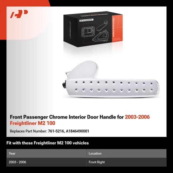 Front Passenger Chrome Interior Door Handle for 2003-2006 Freightliner M2 100