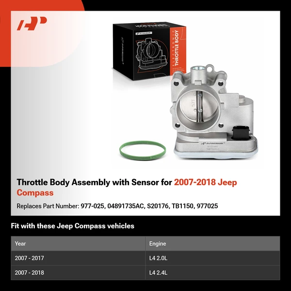 Throttle Body Assembly with Sensor for 2007-2018 Jeep Compass
