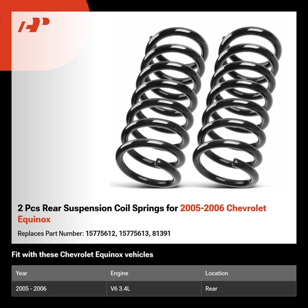 2 Pcs Rear Suspension Coil Springs for 2005-2006 Chevrolet Equinox