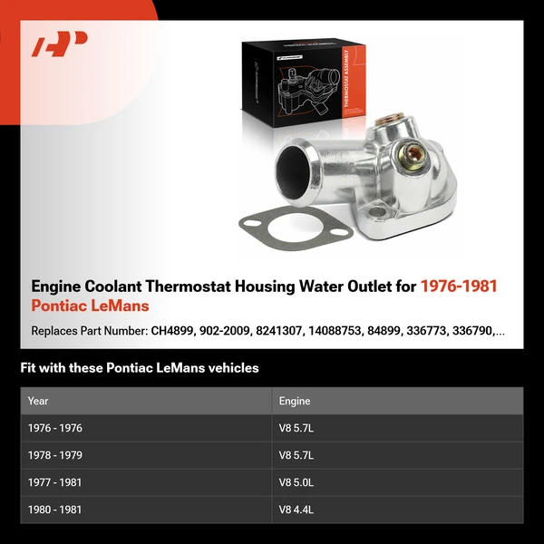 Engine Coolant Thermostat Housing Water Outlet for 1976-1981 Pontiac LeMans