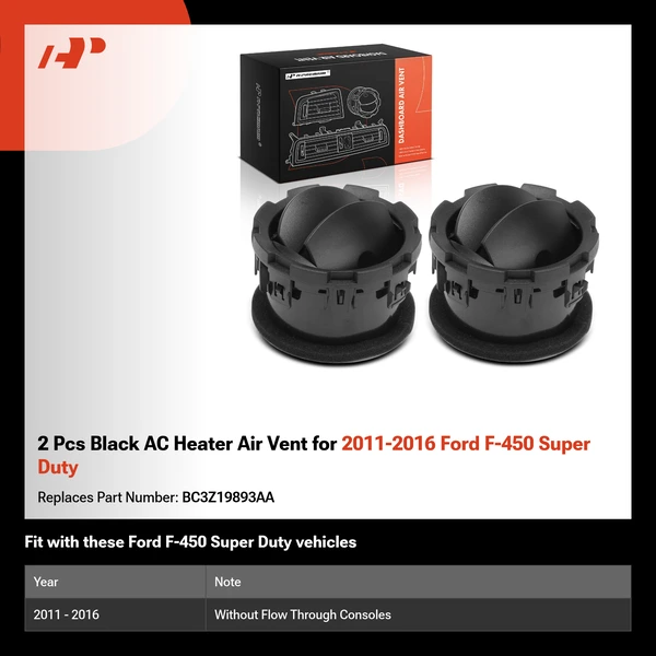 2 Pcs Black AC Heater Air Vent for 2011-2016 Ford F-450 Super Duty