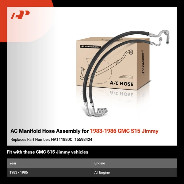 AC Manifold Hose Assembly for 1983-1986 GMC S15 Jimmy