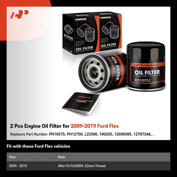 2 Pcs Engine Oil Filter for 2009-2019 Ford Flex