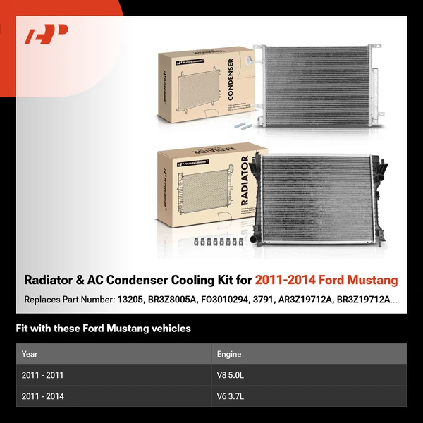 Radiator & AC Condenser Cooling Kit for 2011-2014 Ford Mustang