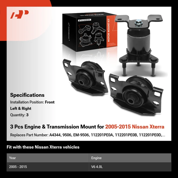 3 Pcs Engine & Transmission Mount for 2005-2015 Nissan Xterra