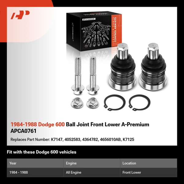 1984-1988 Dodge 600 Ball Joint Front Lower A-Premium APCA0761