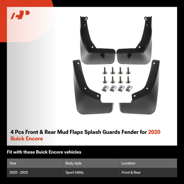 4 Pcs Front & Rear Mud Flaps Splash Guards Fender for 2020 Buick Encore