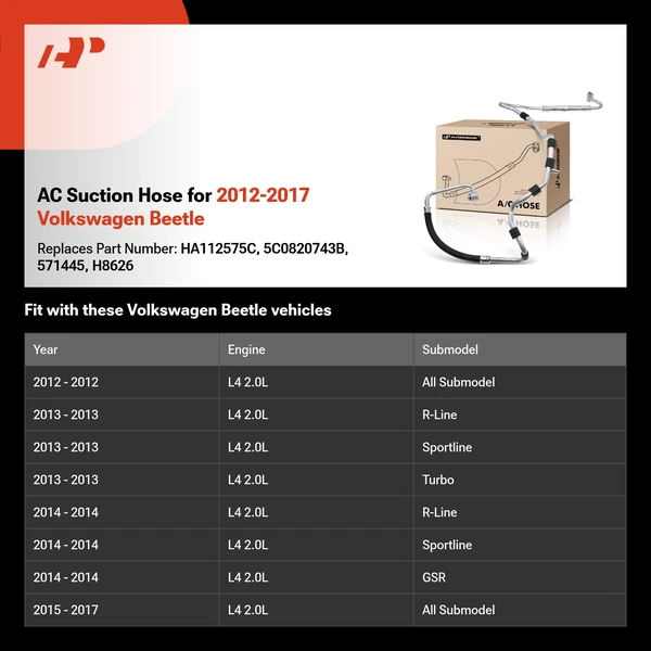 AC Suction Hose for 2012-2017 Volkswagen Beetle