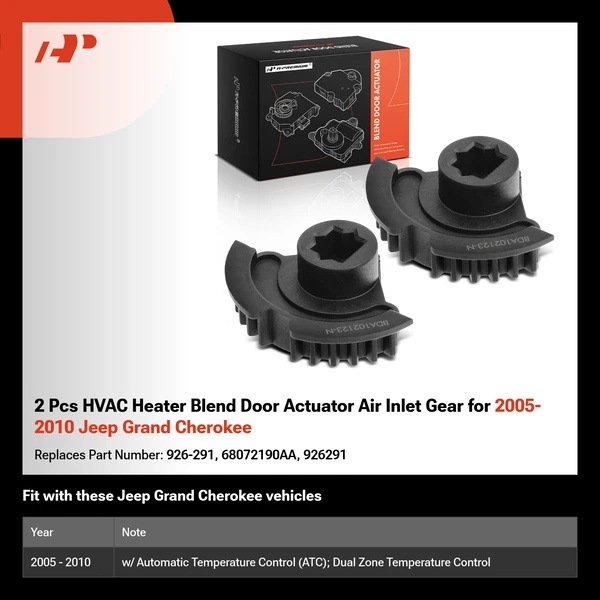 2 Pcs HVAC Heater Blend Door Actuator Air Inlet Gear for 2005-2010 Jeep Grand Cherokee